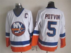 New York Islanders 5 Denis Potvin white CCM ice hockey jersey