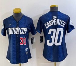 Women Nike Detroit Tigers #30 Kerry Carpenter blue Majestic baseball jerseys city version 01