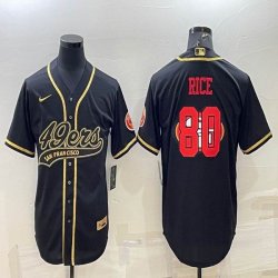 Nike San Francisco 49ers #80 Jerry Rice black baseball jerseys Joint name-BD