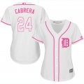 2017 Women Detroit Tigers #24 Miguel Cabrera white majestic mlb jersey