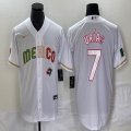 2023 World Cup Mexico #7 Julio Urias white majestic baseball jerseys 86