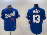 2024 World Series Los Angeles Dodgers #13 Max Muncy blue majestic baseball Jersey