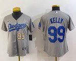 Youth Los Angeles Dodgers #99 Kelly Nike gray majestic baseball Jersey-BD 02