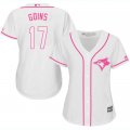 2017 Women Toronto Blue Jays #17 Ryan Goins white majestic mlb jersey