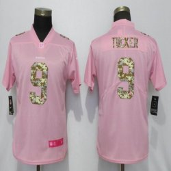 Women Nike Baltimore Ravens 9 Tucker Pink Color Rush Limited Jersey