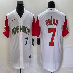 2023 World Cup Mexico #7 Julio Urias white red majestic baseball jerseys 33