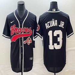 Nike Atlanta Braves #13 Ronald Acuna Jr. black MLB Baseball jerseys Joint name-BD