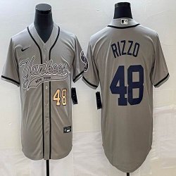 Nike New York Yankees #48 Anthony Rizzo gray majestic baseball Jersey Joint name 01