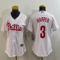 Women Nike Philadelphia Phillies #3 Bryce Harper white majestic baseball jersey