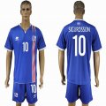 2016 Iceland team SIGURDSSON #10 blue soccer jerseys home