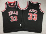 Youth Chicago Bulls 33 Scottie Pippen black throwback basketball jerseys -XD