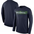 Men's Seattle Seahawks Nike College Navy Sideline Seismic Legend Long Sleeve T-Shirt