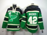 reebok St Louis Blues BACKES #42 green NHL hooded sweatshirt