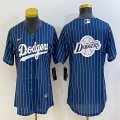 Youth Los Angeles Dodgers blank blue majestic baseball Jerseys-BD 05