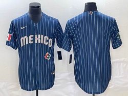 2023 World Cup Mexico blank blue majestic baseball jerseys-BD 01