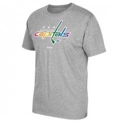 Men\'s Washington Capitals Reebok Gray Rainbow Pride T-Shirt