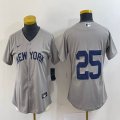 Women Nike New York Yankees #25 gray majestic baseball Jersey-BD