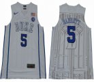 Duke Blue Devils #5 Barrett V Neck College Basketball Jersey - White