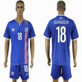 2016 Iceland team BJARNASON #18 blue soccer jerseys home