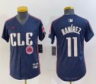 Youth Nike Cleveland Indians #11 Jose Ramirez blue majestic baseball jersey-BD