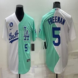 Nike Los Angeles Dodgers #5 Freddie Freeman green white splits majestic baseball Jerseys-BD 01