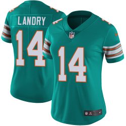 Women Dolphins 14# Jarvis Landry Nike green Color Rush Limited Jersey