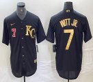 Nike Kansas City Royals #7 Bobby Witt Jr. black gold majestic baseball jerseys -BD 01