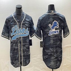 Nike Detroit Lions blank gray camo baseball jerseys Joint name-BD 01