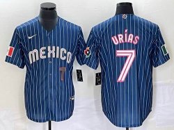 2023 World Cup Mexico #7 Julio Urias blue majestic baseball jerseys 87