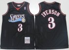 Philadelphia 76ers #3 Allen Iverson black throwback baseball jersey-S8