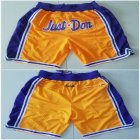 Nike Los Angeles Lakers yellow purple nba basketball shorts with pocket-TY