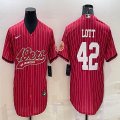 Nike 49ers #42 Ronnie Lott red baseball jerseys Joint name-BD 01