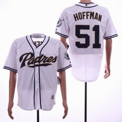 San Diego Padres 51# Trevor Hoffman white throwback baseball jersey