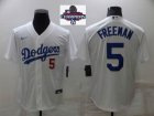 2024 World Series Champions Los Angeles Dodgers #5 Freddie Freeman white majestic baseball Jerseys-BD 01