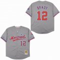 Montreal Expos #12 Tom Brady gray throwback baseball jerseys