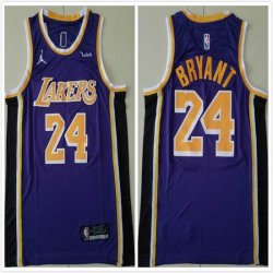 Los Angeles Lakers #24 Kobe Bryant Purple basketball jersey jordan logo -TY