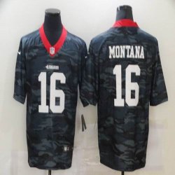 Nike San Francisco 49ers #16 Joe Montana black camo Color Rush Limited Jersey -BD