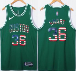 Nike Boston Celtics 36# Marcus Smart USA flag green basketball jerseys 75th-XD