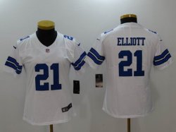 Women Nike Dallas Cowboys #21 Ezekiel Elliott White Color Rush Limited Jersey