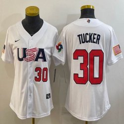 Women 2023 World Cup #30 Kyle Tucker white USA majestic baseball jerseys 04