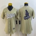 Youth Los Angeles Dodgers blank beige majestic baseball Jerseys-BD 03