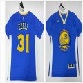 Golden State Warriors 31# EZELI blue nba basketball short sleeves Jersey