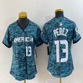 Women American League Kansas City Royals #13 Salvador Perez Nike Teal 2023 MLB All-Star Game Jersey