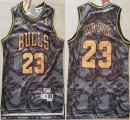 Chicago Bulls #23 Michael Jordan gray black throwback nba basketball jerseys-XD