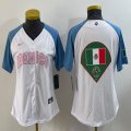 Youth 2023 World Cup Mexico blank white skyblue majestic baseball jerseys 15