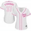 2017 Women Washington National #37 Stephen Strasburg white majestic mlb jersey