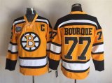 Boston Bruins #77 Ray Bourque yellow CCM hockey jerseys C patch