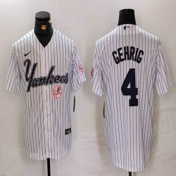 Nike New York Yankees #4 Lou Gehrig white MLB baseball Jersey Joint name -BD 02