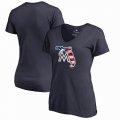 Women's Miami Marlins Fanatics Branded Navy 2018 Memorial Day Banner State Plus Size V-Neck T-Shirt