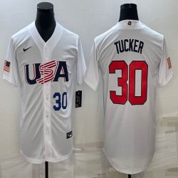 2023 World Cup #30 Kyle Tucker white USA majestic baseball jerseys 01